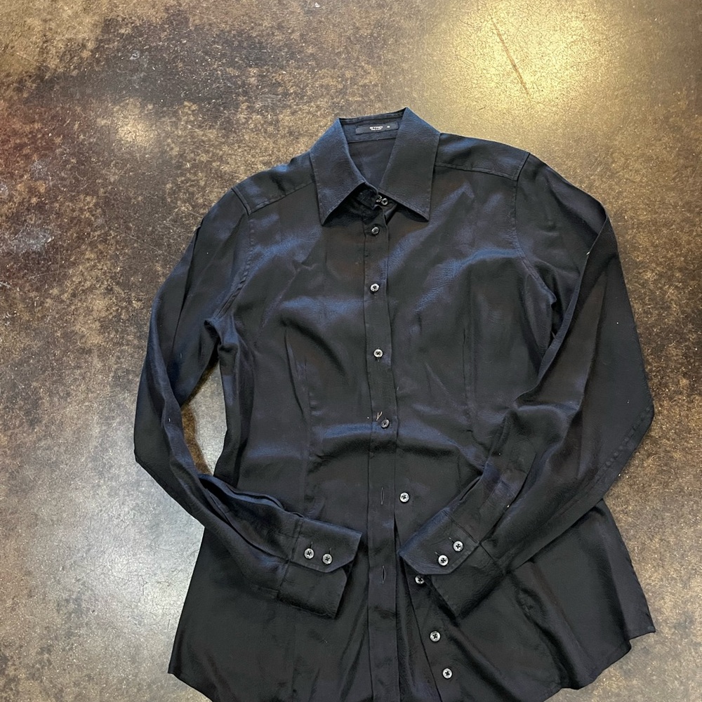 Etro Black silk paisley textured Button Down Shirt Tailored Fit 46